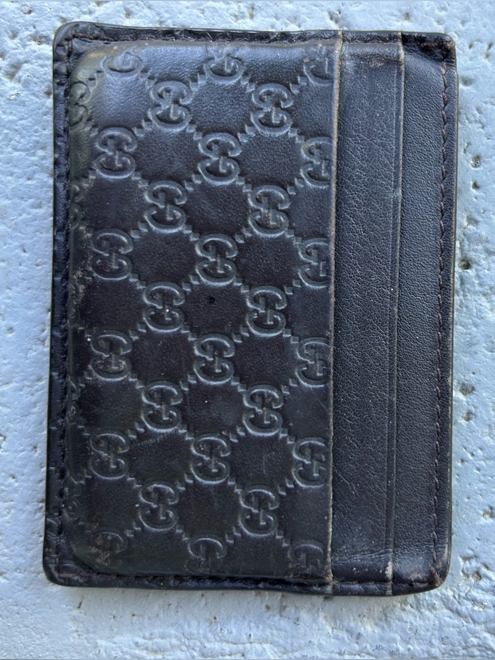 Gucci Brown Embossed GG Leather Card Holder - Picture 2 of 6